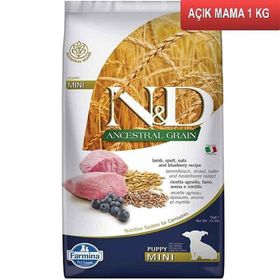 N&D Puppy Düşük Tahıllı Kuzu Etli ve Yaban Mersinli Küçük Irk Yavru 1 kg Açık Köpek Maması