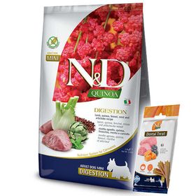N&D Quinoa Digestion Mini Kuzu Küçük Irk Köpek Maması 2.5 kg + ND Dental Köpek Ödülü