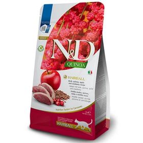 N&D Quinoa Hairball Ördekli Elmalı ve Kızılcıklı Tahılsız Yetişkin 1.5 kg Kedi Maması