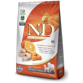 N&D Tahılsız Bal Kabaklı, Morina Balıklı ve Portakallı Orta ve Büyük Irk 2.5 kg Kuru Köpek Maması