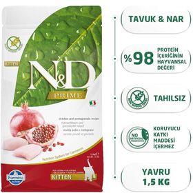 N&D Tahılsız Tavuk ve Narlı Yavru 1.5 kg Kuru Kedi Maması