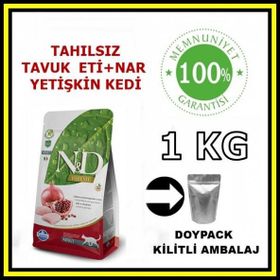 N&D Tahılsız Tavuk ve Narlı Yetişkin 1 kg Açık Kedi Maması