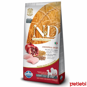 N&D Tavuklu Narlı Düşük Tahıllı Tavuklu Yaşlı Orta ve Büyük Irk 12 kg Köpek Maması