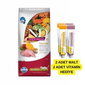 N&D Tropical Selection Düşük Tahıllı Tavuklu ve Tropikal Meyveli Kısırlaştırılmış 10 kg Kedi Maması