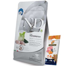 N&D White Coat Mini Puppy Levrek Ve Spirulina Beyaz Tüylü Mini Irk Tahılsız 1.5 kg Yavru Köpek Maması