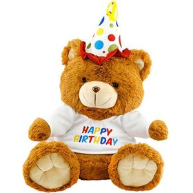 Neco Plush Oturan Happy Birthday Ayı 40 cm Peluş Oyuncak
