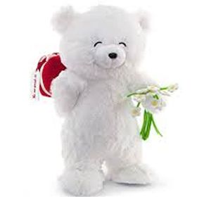 Neco Toys Plush Fluffy Hediye Kutulu Ve Çiçekli Ayı Oyuncak