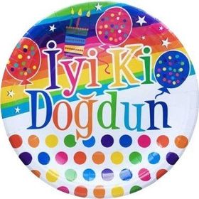 Nedi 8 Adet İyiki Doğdun Gökkuşağı 38965 22 cm Karton Tabak