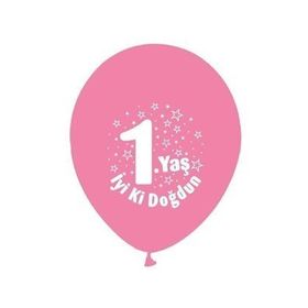 Nedi PM-12159 Party Marty 1 Yaş İyi Ki Doğdun Pembe 16'lı Baskılı Balon