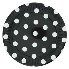 Nedi TKT11015 Siyah Puantiyeli 10'lu 23 cm Karton Tabak