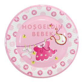 Nedi TKT7201 Hoşgeldin Bebek Pembe 10'lu 23 cm Karton Tabak