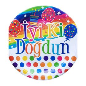 Nedi TKT8001 İyiki Doğdun Gökkuşağı 10'lu 23 cm Karton Tabak