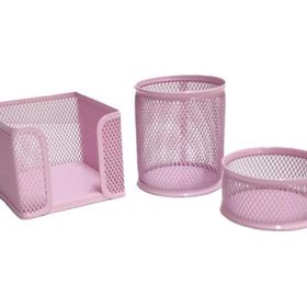 Need ND-1001 Masaüstü Perfore 3'lü Toz Pembe Kalemlik Seti