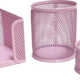 Need ND-1001 Masaüstü Perfore 3'lü Toz Pembe Kalemlik Seti
