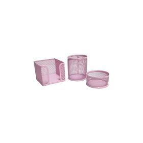 Need ND-1001 Masaüstü Perfore 3'lü Toz Pembe Kalemlik Seti