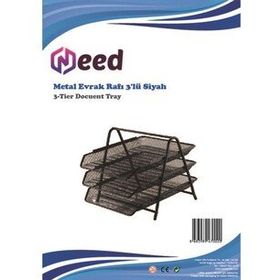 Need ND-1005 Siyah 3 Katlı Metal Tel Evrak Rafı