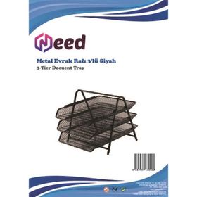 Need ND-1005 Siyah 3 Katlı Metal Tel Evrak Rafı