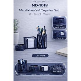 Need ND-1018 Masaüstü Perfore 3'lü Lacivert Kalemlik Seti