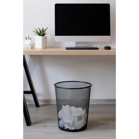 Need ND-1030 Tam Delikli Metal Fileli Siyah Çöp Kovası