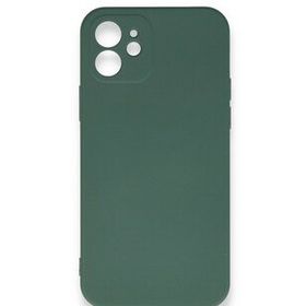 Nefertiya iPhone 12 Nano İçi Kadife Koyu Yeşil Silikon Kılıf