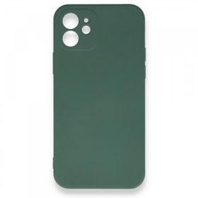 Nefertiya iPhone 12 Nano İçi Kadife Koyu Yeşil Silikon Kılıf