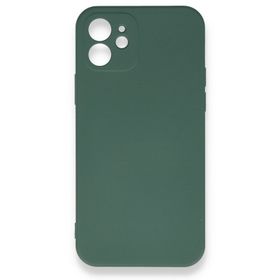 Nefertiya iPhone 12 Nano İçi Kadife Koyu Yeşil Silikon Kılıf