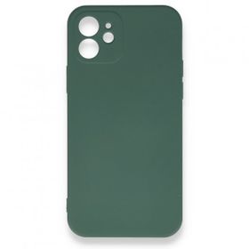 Nefertiya iPhone 12 Nano İçi Kadife Koyu Yeşil Silikon Kılıf