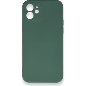 Nefertiya iPhone 12 Nano İçi Kadife Koyu Yeşil Silikon Kılıf