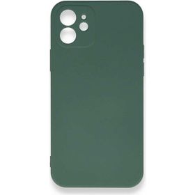 Nefertiya iPhone 12 Nano İçi Kadife Koyu Yeşil Silikon Kılıf