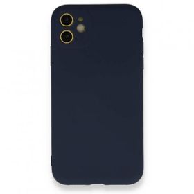 Nefertiya iPhone 12 Nano İçi Kadife Lacivert Silikon Kılıf