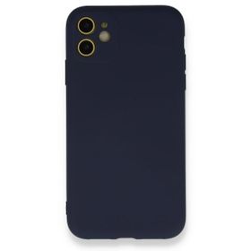 Nefertiya iPhone 12 Nano İçi Kadife Lacivert Silikon Kılıf