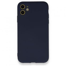 Nefertiya iPhone 12 Nano İçi Kadife Lacivert Silikon Kılıf
