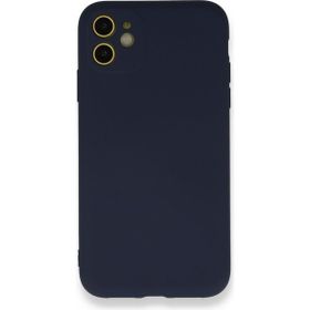 Nefertiya iPhone 12 Nano İçi Kadife Lacivert Silikon Kılıf