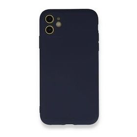 Nefertiya iPhone 12 Nano İçi Kadife Lacivert Silikon Kılıf