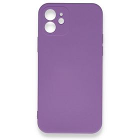 Nefertiya iPhone 12 Nano İçi Kadife Mor Silikon Kılıf