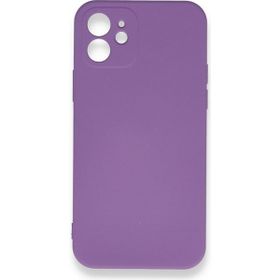Nefertiya iPhone 12 Nano İçi Kadife Mor Silikon Kılıf