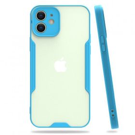 Nefertiya iPhone 12 Platin Mavi Silikon Kılıf