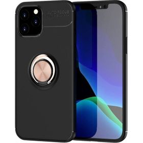 Nefertiya iPhone 12 Range Yüzüklü Siyah-Gold Silikon Kılıf