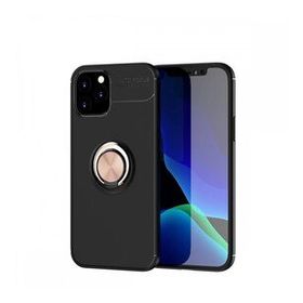 Nefertiya iPhone 12 Range Yüzüklü Siyah-Gold Silikon Kılıf