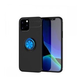 Nefertiya iPhone 12 Range Yüzüklü Siyah-Mavi Silikon Kılıf
