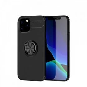 Nefertiya iPhone 12 Range Yüzüklü Siyah Silikon Kılıf