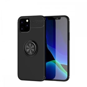 Nefertiya iPhone 12 Range Yüzüklü Siyah Silikon Kılıf