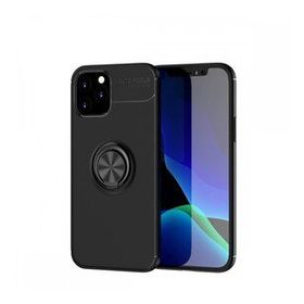 Nefertiya iPhone 12 Range Yüzüklü Siyah Silikon Kılıf