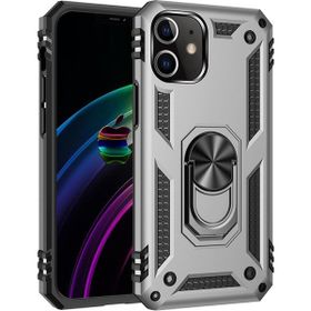 Nefertiya iPhone 12 Sofya Yüzüklü Gümüş Silikon Kapak Kılıf