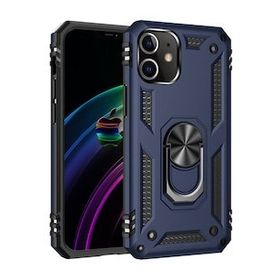 Nefertiya iPhone 12 Sofya Yüzüklü Lacivert Silikon Kapak Kılıf