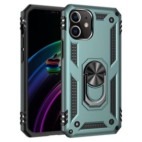 Nefertiya iPhone 12 Sofya Yüzüklü Yeşil Silikon Kapak Kılıf