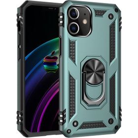 Nefertiya iPhone 12 Sofya Yüzüklü Yeşil Silikon Kapak Kılıf
