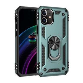 Nefertiya iPhone 12 Sofya Yüzüklü Yeşil Silikon Kapak Kılıf