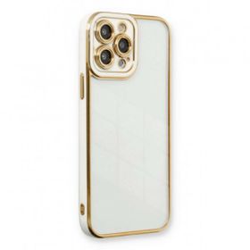 Nefertiya iPhone 13 Pro Liva Lens Beyaz Silikon Kılıf