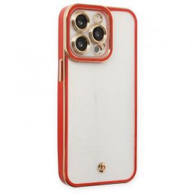 Nefertiya iPhone 13 Pro Liva Lens Kırmızı Silikon Kılıf
